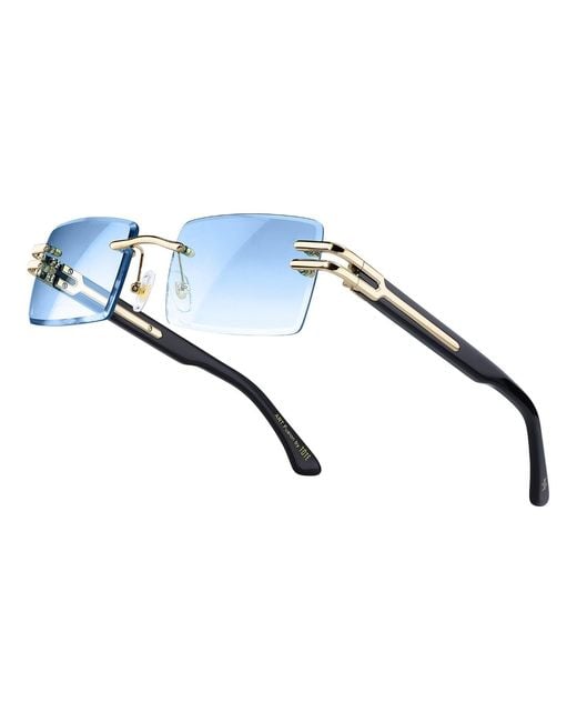 Tote London Blue Retro Classic Rimless Gradient Luxury Sunglasses for men