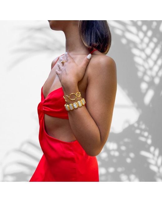 Ebru Jewelry Metallic Cleopatra Golden Cuff Bracelet
