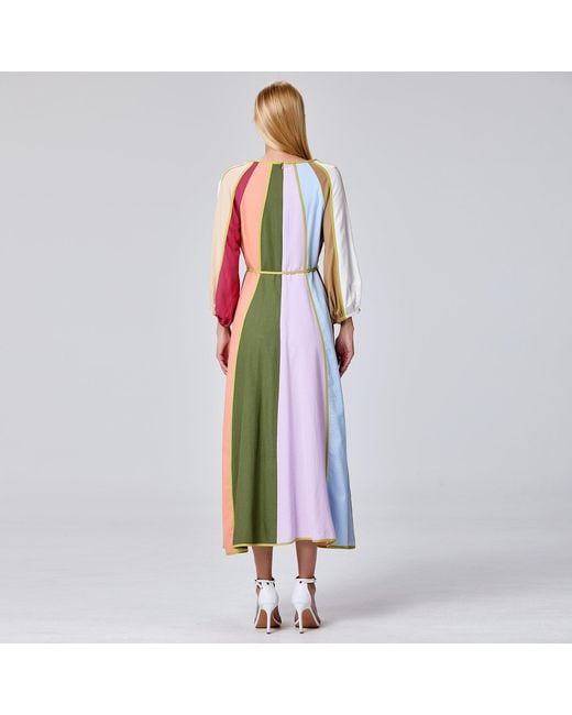 Smart and Joy Blue Colourful Panel Maxi Dress