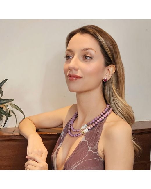 Farra Pink Agate Oval Shaped Earrings