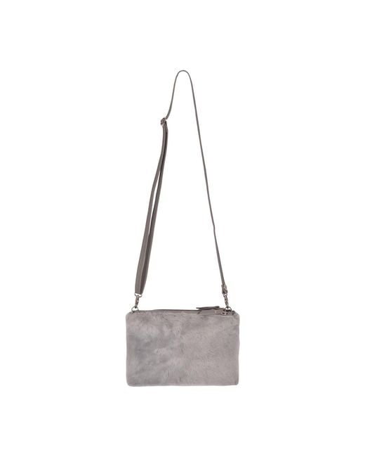 Owen Barry Gray Sheepskin Crossbody Clutch Silvergrey Grenn