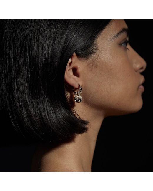 Kasun White Pearl Droplet Hoop Earrings
