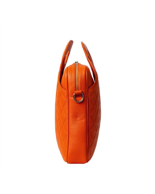 Laura Olaru Orange Fabiola Leather Laptop Bag