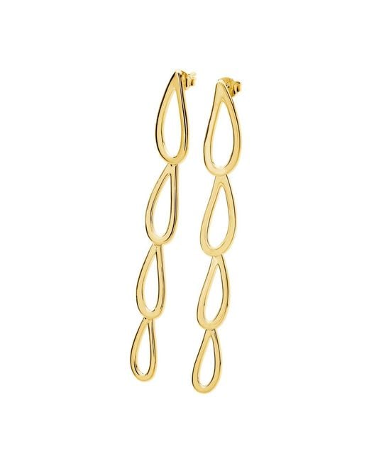 Lucy Quartermaine Metallic Long Petal Drop Earrings