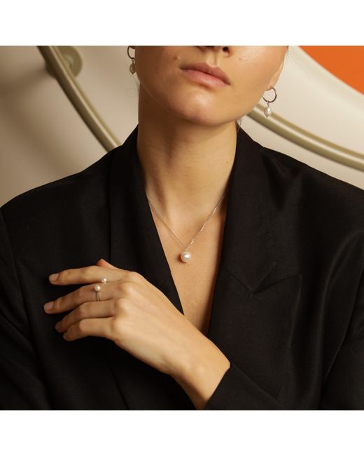 Pearl Code White Ivory Double Pearl Cocktail Ring