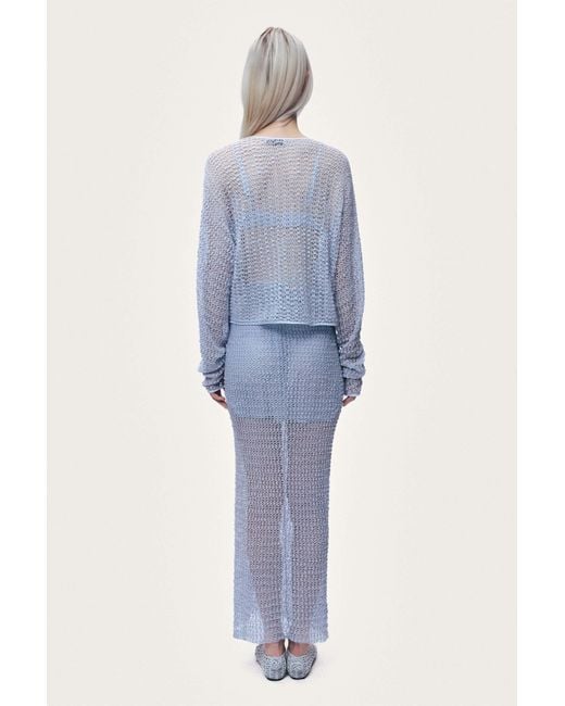 Nocturne Blue Wrap Mesh Blouse
