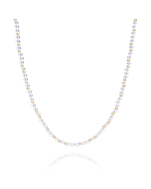 Nellou Jewellery Metallic Neutrals Jewel Bead April Birthstone Necklace Plated Sterling