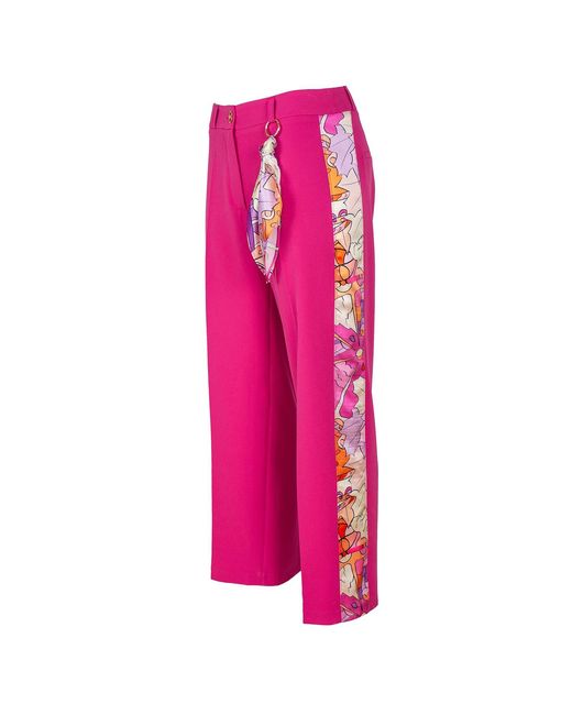 Lalipop Design Pink Wide Leg Tailored Cropped Fuchsia Pants
