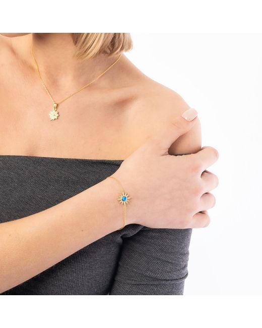 Spero London Blue Opal Sun Sterling Necklace Earring & Bracelet Set