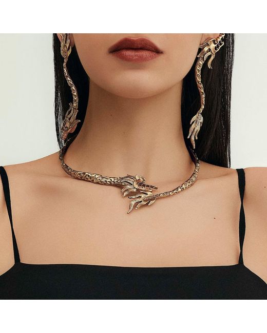 Zeworks Metallic Dragon Earrings
