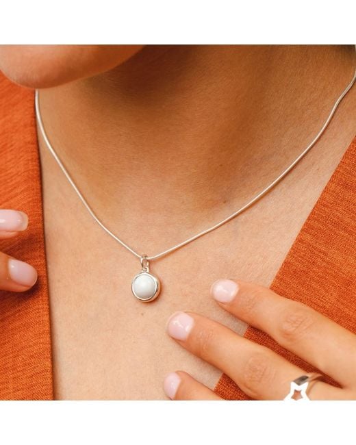 Lily Charmed Metallic Sterling Howlite Healing Stone Necklace With Round Snake Chain