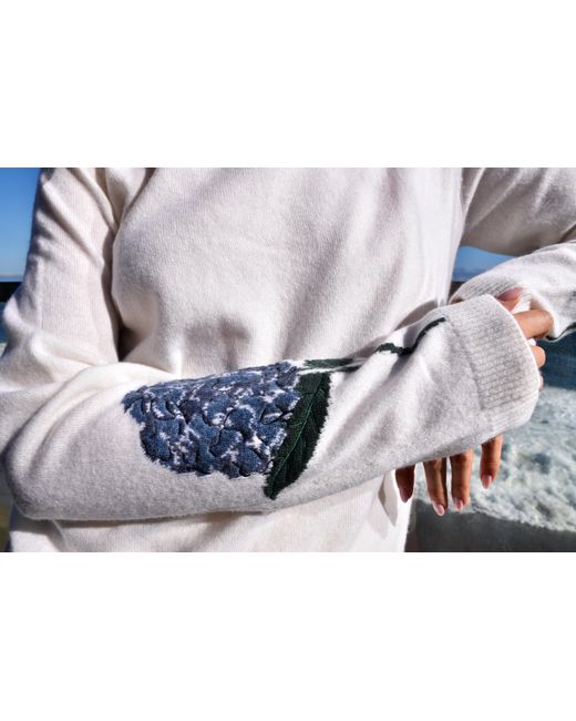 Catnip and Seaweed White Hydrangea Cashmere Sweater