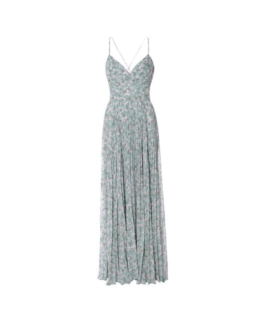 AGGI by HALEWSKI Gray Noemi Romantic Flowers Maxi Pleated Dress