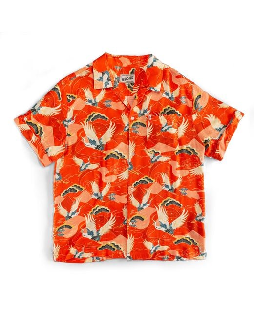 &SONS Trading Co Orange &sons Aloha Crane Club Shirt for men