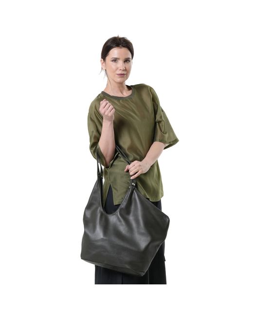 Metamorph Black Large Asymmetric Leather Bag