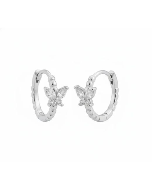 Angel Barocco Metallic Butterfly Gem Hoop Earrings