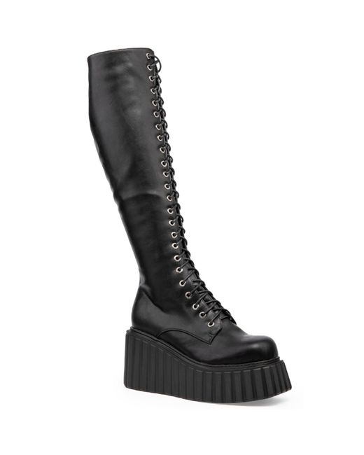 Lamoda Black Important Chunky Creeper Platform Knee High Boots