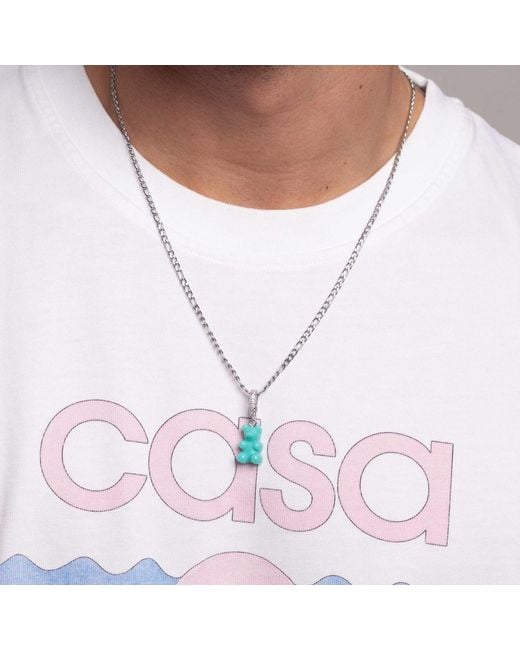 Nialaya Metallic Necklace With Gummy Bear for men