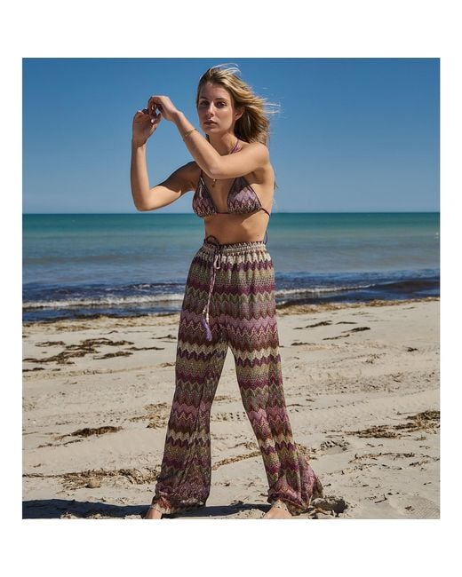 Aulala Paris Red Nocturnal Sky Broderie Beach Pants