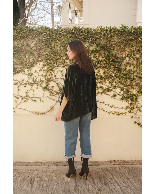 Jennafer Grace Brown Silk Velvet Scarf Blouse
