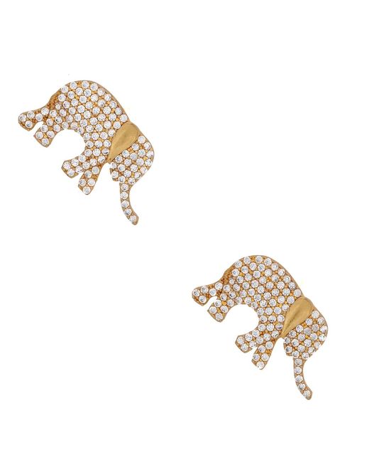 Ebru Jewelry Metallic Guardian Diamond Elephant Stud Earrings