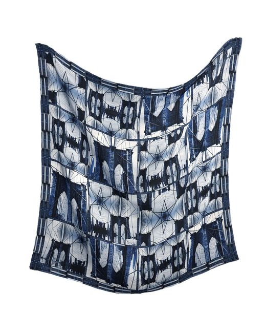 Babs Boutique NYC Women's Blue Silk 26 Inch Square Scarf