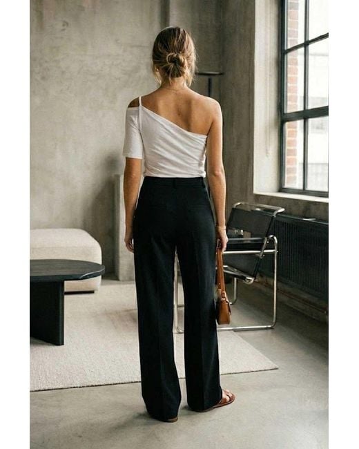 Conquista White Asymmetric Wrap Top With Contrast Panel