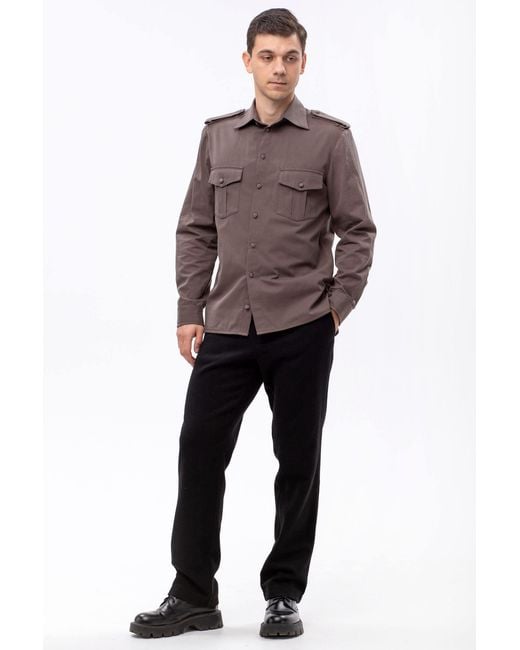 Maison Bogomil Brown Military Shirt for men