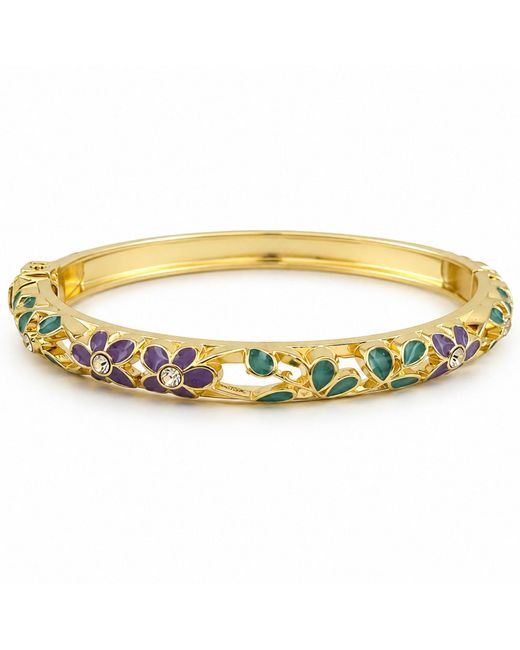 Nuvv Collection Metallic Pastel Floral Enamel Bangle Set