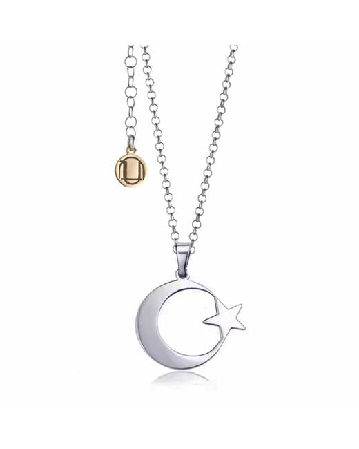 Unaloe Metallic Sterling Crescent Moon And Star Necklace – Vermeil Islamic Pendant Jewelry, Symbol Of Faith, Spirituality, And Unity