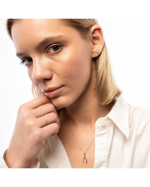 Spero London Metallic 9Ct Solid Marquise Stud Earrings