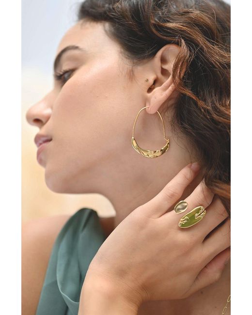 Rare Matters Jewelry Metallic Crescent Hoop Earrings