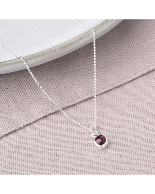 Nellou Jewellery Metallic Gem Dot Garnet Birthstone Necklace January Sterling