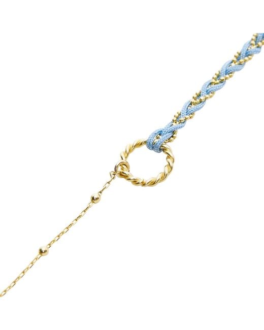 Spero London Metallic Handmade Rope Braided Sterling Beaded Chain Bracelet