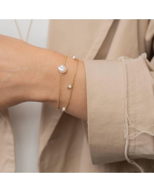 Jovonna London Metallic Koro Keshi Pearl Adjustable Bracelet