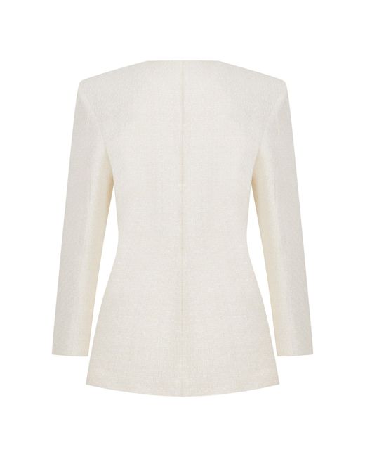 Nocturne White Tweed Jacket With Button Detail