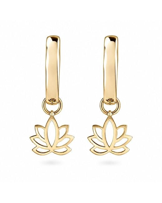 Zohreh Metallic Lotus Flower Hoop Earrings 9K
