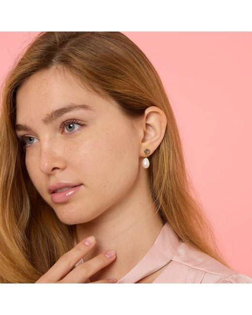 Pearls of the Orient Online White Clara Labradorite & Cultured Freshwater Pearl Drop Earrings
