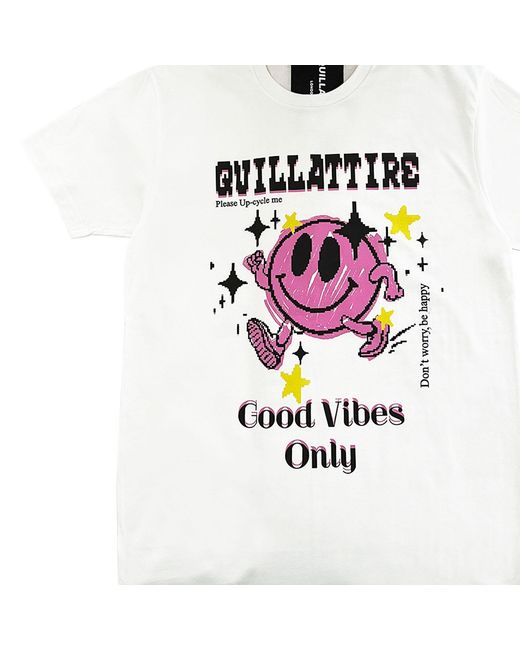 Quillattire White Good Vibes Smile Tee