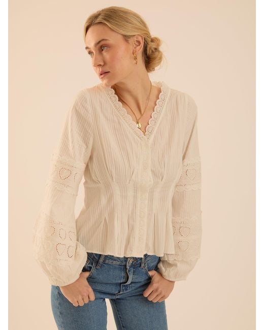 Rose & Nancy White Harri Cotton Heart Lace Blouse