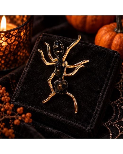 By Ozge Black Midnight Colony Enamel & -Tone Ant Statement Brooch