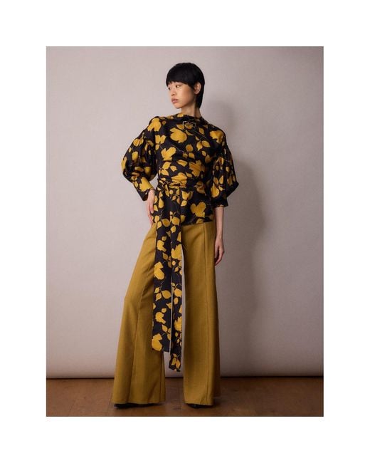 Amanda Thompson Couture Yellow Wren Blouse And Floral