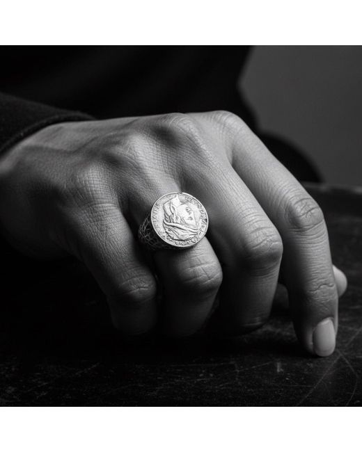 Tg-Jewellery by Tamara Gervasio Multicolor Roman Lira Coin Signet Ring – Sterling Artisan Design for men