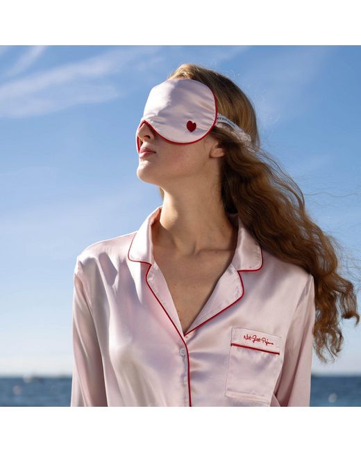 NOT JUST PAJAMA Pink Little Heart Silk Sleeping Eye Mask