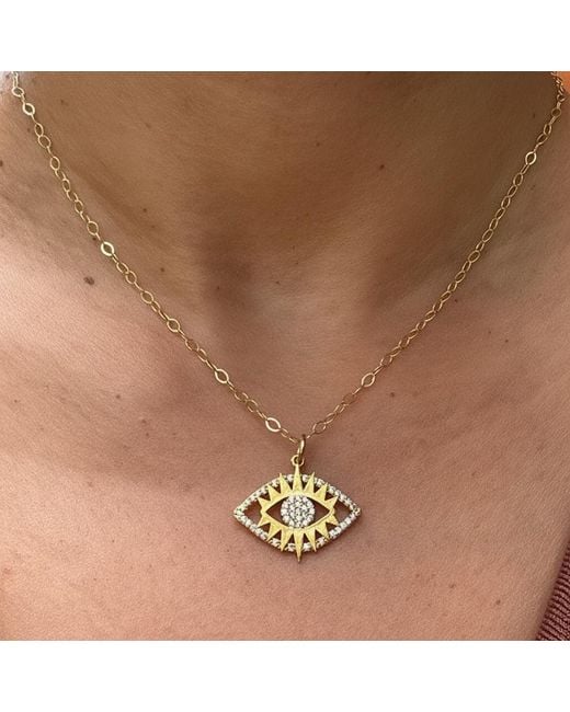 Lexi Jewelry Metallic Golden Radiant Evil Eye Necklace