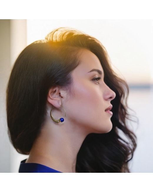 GEM BAZAAR Metallic Lapis Loop Earrings