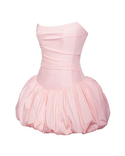 Miss Circle New York Pink Oletta Corset Strapless Bubble Hem Mini Dress