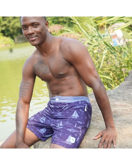 Live Kolibri Blue Luxury Swim Trunks for men