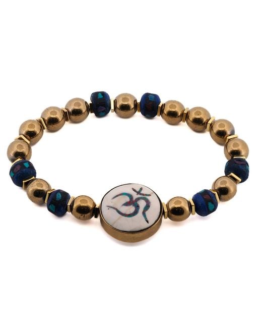 Ebru Jewelry Brown Om Mantra Meditation & Beaded Bracelet