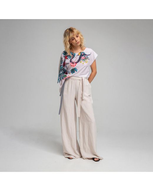 ARTISTA Blue Natalie Oriental Printed Asymmetric Blouse